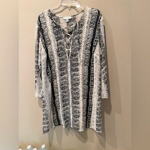 CAbi Women's Black & Beige Sheer Swim Beach Coverup - Size Small